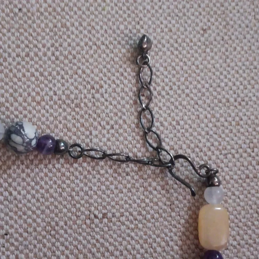 Vintage Multicolor Glass Beaded Necklace Adjustable 10 inches